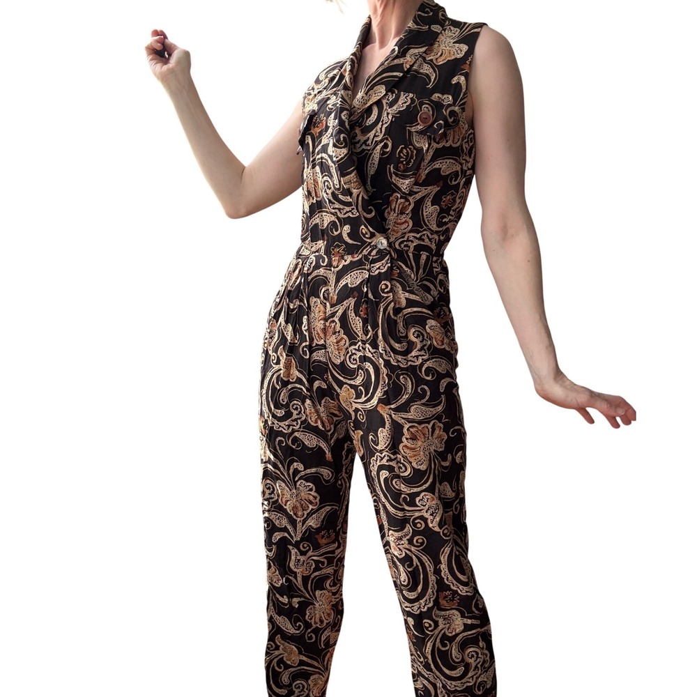 Vintage John Roberts sleeveless jumpsuit‎ size small brown